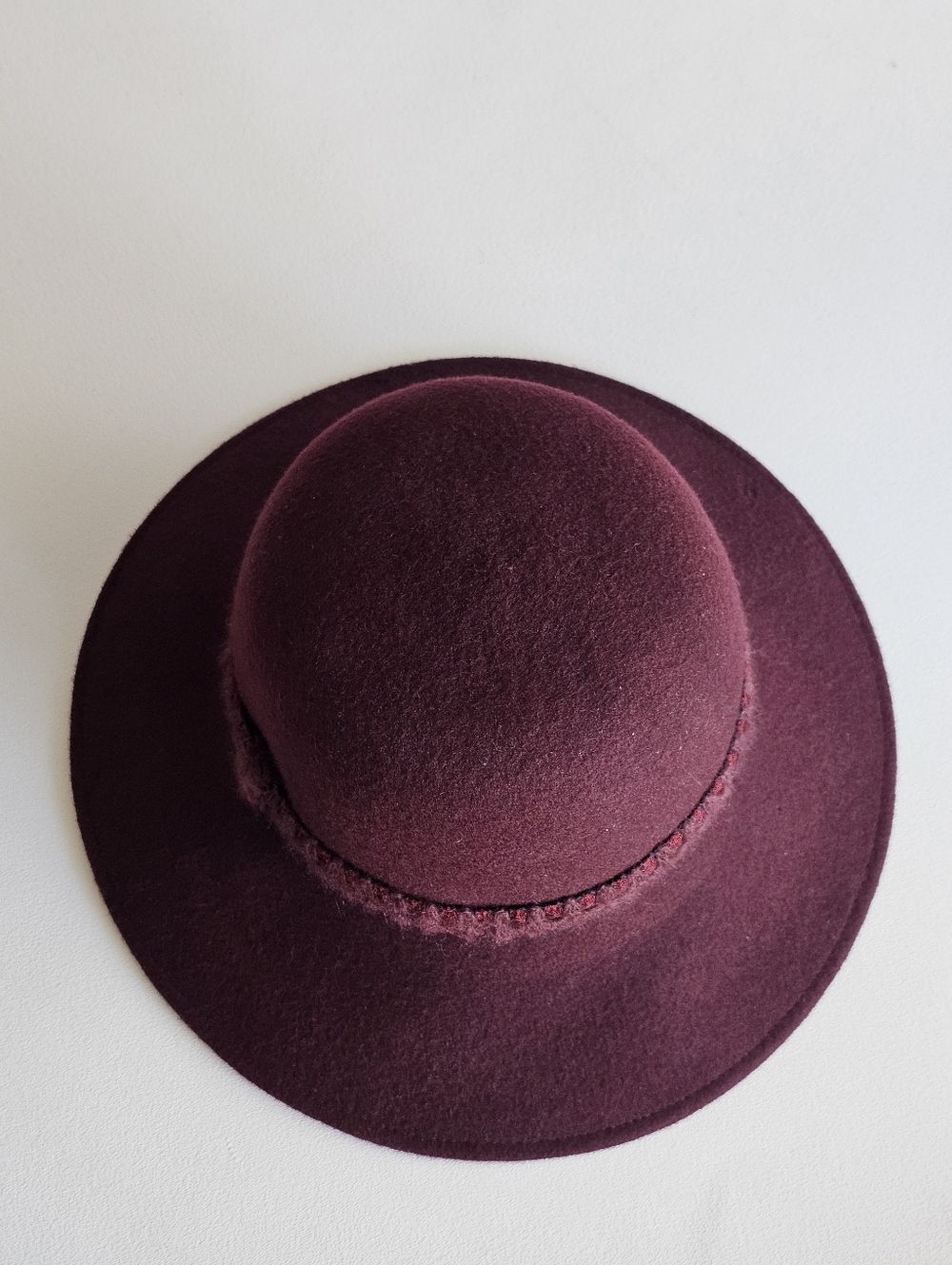 Galliano Sorbatti Wool Hat Burgundy Wide Brim Italy Vintage Style - Picture 4 of 11